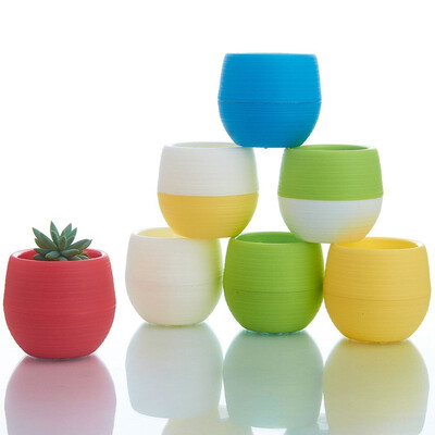 

3pcs Mini Rainbow Stone Plastic Flower Pot succulents Home Garden Office desk Decor Planter flowerpot garden supplies
