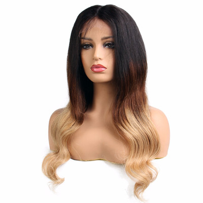 

9A Long Wave Lace Front Human Hair Wigs with Baby Hair Ombre Color 1b427 Brazilian Virgin Hair with Baby Hair 130 Density Wigs