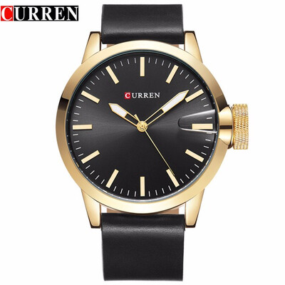 

CURREN luxury top brand new fashion black quartz mens watch leather strap montre homme Wrist Sports Military Army Relogio 8208