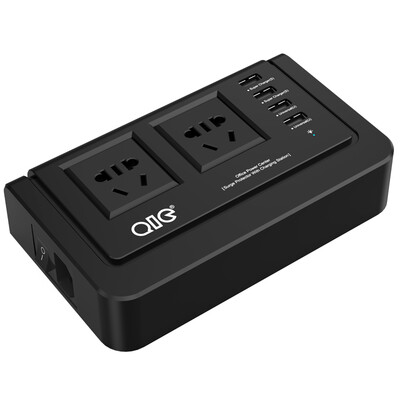 

QIC OP2A4U 4-портовая плата для подключения зарядного устройства USB / патч-панель / плата для перетаскивания / штепсельная вилка / штепсельная вилка 2-разрядная розетка 1,5 м черного цвета