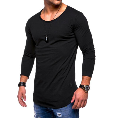 

2018 New Mens Fashion&Leisure Round Collar T-shirt Solid Color Tops