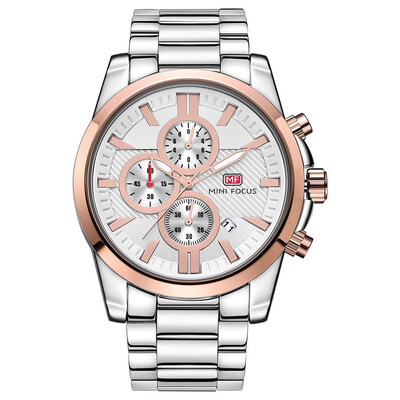 

BOFUTE Male Watches Fashion Business Watch Quartz Watches True Three Eyes Calendar Luminous Waterproof Metal Strap 0134G