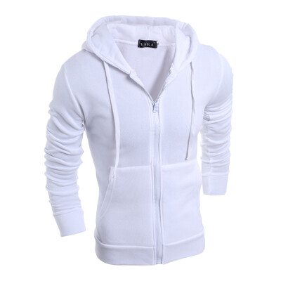 

Mens Sweatshirts Solid Color Zipper Sports Jacket Hooded Cardigan Coat