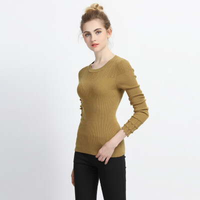 

Women Slim Sexy Tight Bottoming Knitted Pullovers High Elastic Solid O-neck Long Sleeve Winter Sweater