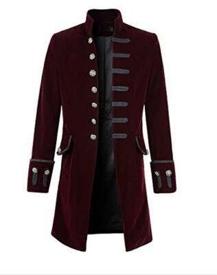 

Mens coat pure color fashion steam punk retro coat