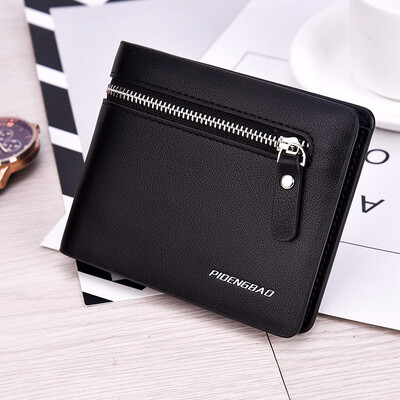 

Mens money short wallet pocket money business multi-function horizontal wallet man three folding wallet student