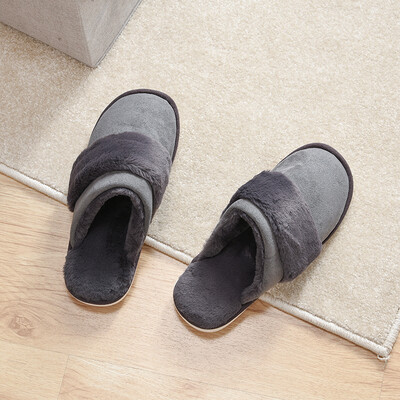 

Baicaoyuan couple autumn&winter cotton slippers thickening fur indoor slippers home warm cotton slippers mens dark gray 43-44