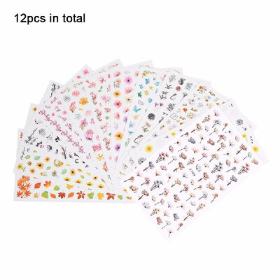 

1 Sheet 3D Nail Sticker Decal Water Transfer Mixed Ink Flower Adhesive DIY Charm Manicure Decorations