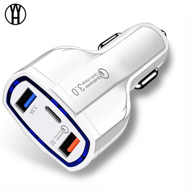 

WH Quick Charge 30 Car Charger 5V 35A QC30 Turbo Fast Charging Car-charger Dual USB Car Mobile Phone Charger For SAMSUNG XIAOMI