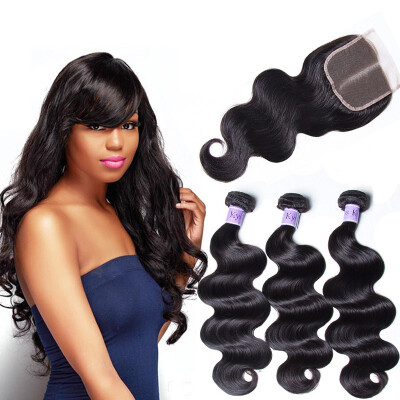 

UNice Hair Kysiss Virgin Series Body Wave Brazilian Virgin Hair Bundles With Closure Middle Part Unprocessed Virgin Hair Bundles