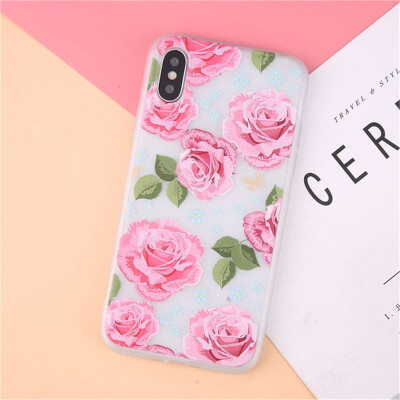 

Cute Cartoon Rabbit Case For iPhone 6 6S 7 8 X Plus 3D Relief Flower Soft TPU Phone Cases