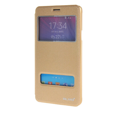 

MOONCASE Samsung Galaxy Note 4 чехол для View Slim Leather Flip Pouch Bracket Back Cover Gold