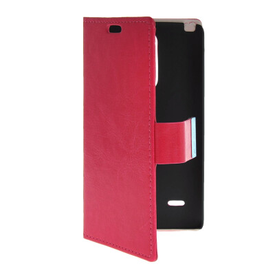 

MOONCASE Slim Leather Side Flip Wallet Card Slot Pouch with Kickstand Shell Back чехол для LG G3 Stylus / D690 Hot pink