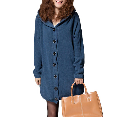 

CT&HF Women Cardigan Winter Clamp Down Loose Sweater Coat