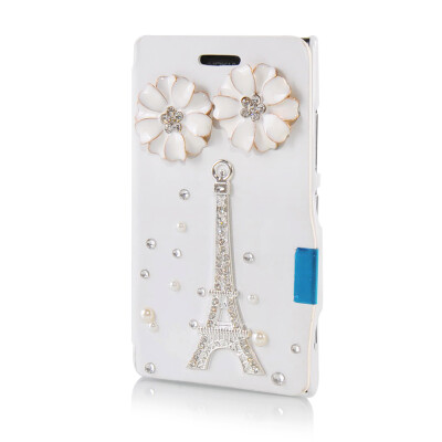 

MOONCASE Luxury Flower Crystal Leather Side Flip Wallet Pouch Case Cover for Nokia Lumia 925