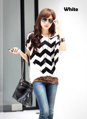 

Women's Batwing Sleeve Zigzag Stripe Loose Top Shirt