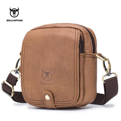 

BULLCAPTAIN Genuine Leather Shoulder Men bag Brand Crossbody Male Bags Male Messenger Bag Small Casual Design Handbags Man Bag