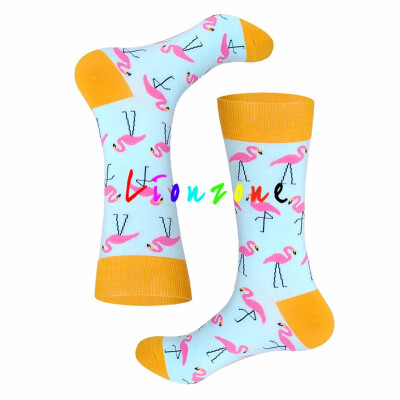 

LIONZONE Men Women Neutral Socks For Lovers With Colorful Animals Zabra Geometry Funny Streetwear Cotton Long Socks Men