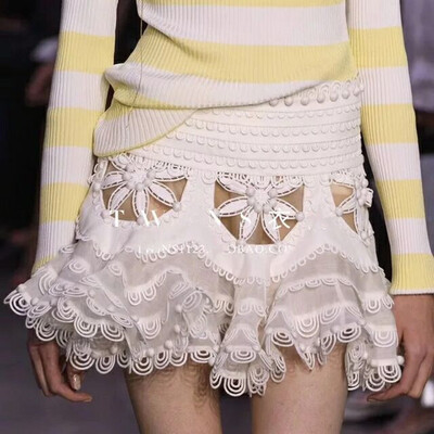 

Tutu Mini Skirt Hollow Out Elastic High Waist Large Size Draped Skirts Female 2018 Summer Fashion Sexy Clothing