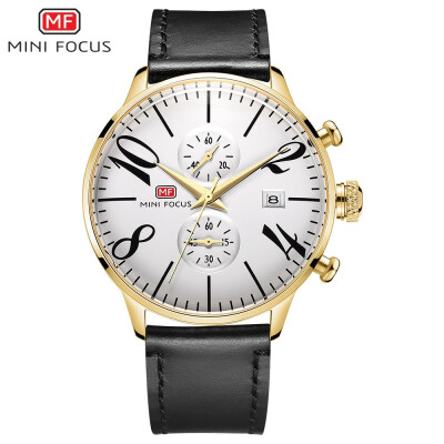 

MINI FOCUS Fashion Sports Leather Strap Men Quartz Watch MF0135GL