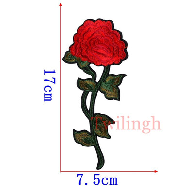 

1 Piece Big Flower Patches Iron on 3D Embroidered Sequined Patch Red Rose Applique Sew On DIY Patch Accessories Clothes Patches