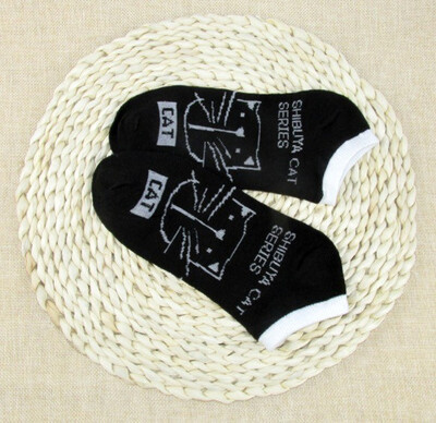 

CAT Warm comfortable cotton bamboo fiber girl womens socks ankle low female invisible color girl boy hosier 1pair2pcs