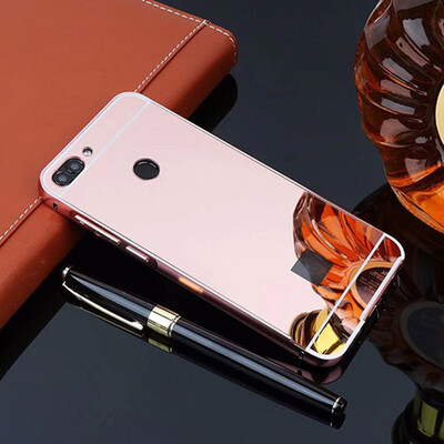 

For Huawei Enjoy 7s Fsashion Shining Mirror effect Hybrid case For Huawei P Smart Aluminum Alloy Meta frame Hard cover Bumper