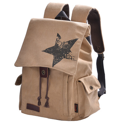 

DouguYan canvas backpack male Korean version of the female leisure travel 15.6 inches bag G00121 black pattern