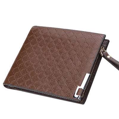 

European Leisure Men Wallet Vertical Zipper Short Leather Wallets