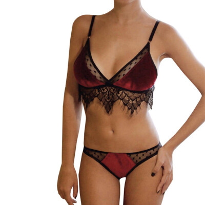 

Sexy Women Lace Floral Bralette Push Up Bra G-string Set Lingerie Sleepwear Gift