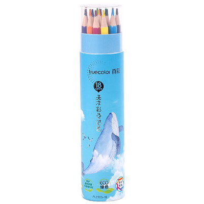 

TRUECOLOR 18 color no wood hexagonal color pencil color lead color fill color pen painting color pen student adult art sketch pen blue barrel PL2305