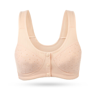 

Little nurse no steel ring bra middle-aged front buckle cotton bra underwear mother large size vest bra SMB024 meat powder 40
