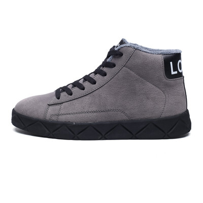 

Winter Men Sport Running Shoes Youth Plush Keep Warm High Top Sneakers Fur Outdoor PU Leather Flats Antislip Snow Shoes for Male