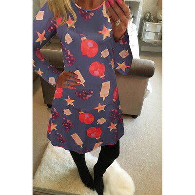 

Ruiyige 2018 spring Fashion Women Christmas Clothing Elegant Long Sleeve O-Neck Tunic Stretch Mini Dress Santa Festival Vestidos