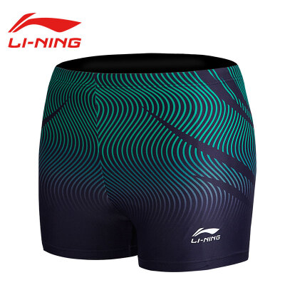 

Li Ning Lining Swimwear Mens Professional Swimwear Spa Flat Angle Quick Dry Printing Single LSSM413 -3 Black Green L