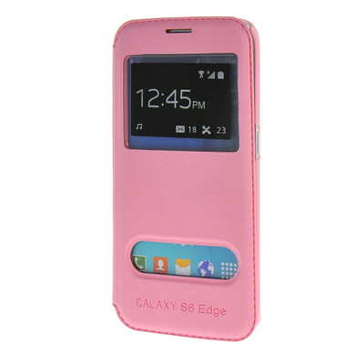 

MOONCASE Samsung Galaxy S6 Edge чехол для View Leather Flip Pouch Bracket Back Cover Pink