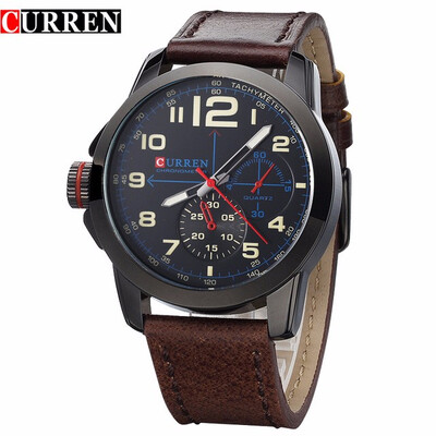 

Curren Watches Men Top Brand Luxury Cow Leather Strap Quartz-Watches Sport Mens Watches Waterproof Relogio Heren Hodinky 8182B