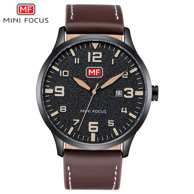 

MINI FOCUS Fashion Business Leather Strap Men Quartz Watch MF0158GL