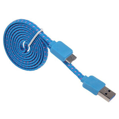 

Braided Flat Cable Micro USB 3.0 Data Sync Charging Cord For Samsung Galaxy Note 3 N9000 S5