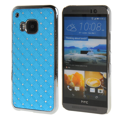

MOONCASE HTC One М9 Футляр Роскошные Chrome горный хрусталь Bling Звезда Вернуться Дело Чехол для HTC One M9 голубой