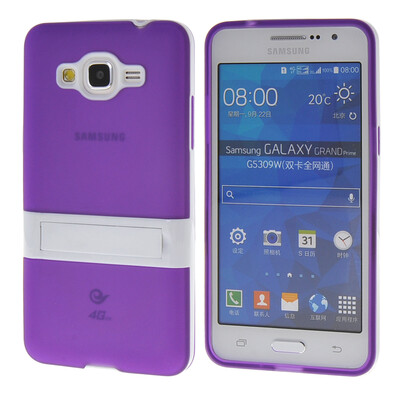 

MOONCASE Желе Цвет силиконовый гель ТПУ Тонкий с подставкой обложка чехол для Samsung Galaxy Grand Prime G5308 фиолетовый