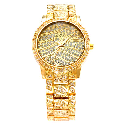 

Women Stainless Steel Quarz Movement Wristwatch with Diamond Jewelry Platinum Plated Full Czech Crystals Watch G&D1503