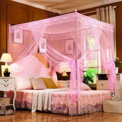 

Yingxin bedding textile thickening stainless steel bayonet bracket encryption Zhang court-style three-door mosquito nets 15 meters bed beige