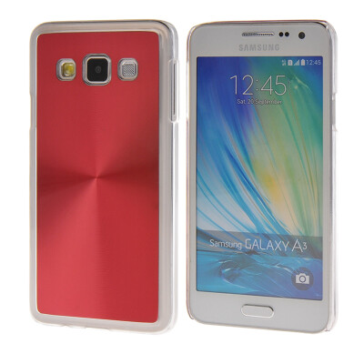 

MOONCASE CD Style Chrome Plated Brushed Aluminum Metal Back Plate Case Cove for Samsung Galaxy A3 Red