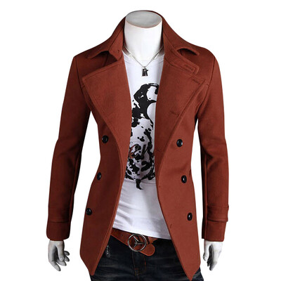

Zogaa New Mens Wool Coat Autumn And Winter Double-breast Casual