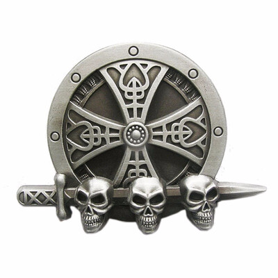 

New Vintage Round Cross Knot W Skull Belt Buckle Gurtelschnalle Boucle de ceinture