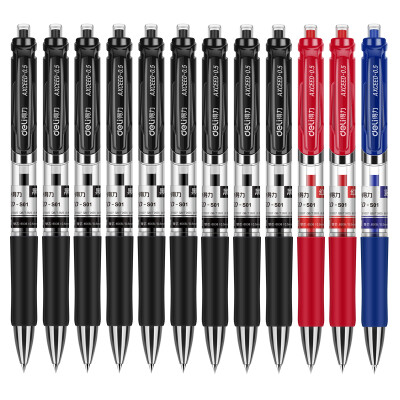 

Deli deli 05mmS01 mixed color press gel pen pen pen 9 black 2 red 1 blue 33513