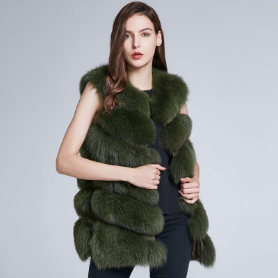 

Womens Winter natural Fox Fur jackets female fur coat Real fur vest Warm Discount 2018 New warm H6X-65C