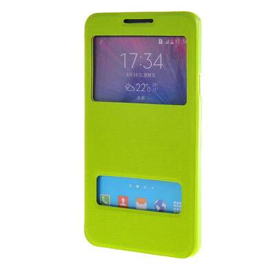 

MOONCASE Side Flip Hard board Slim Leather Bracket Window чехол для Cover Samsung Galaxy Note 4 N9100 зеленый