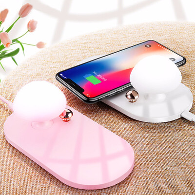

Night Light Wireless Charger with Touch-control Silicone Mushroom Night Light Wireless Charging Pad for iPhone X 8 Plus